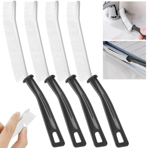 Vicloon Crevice Cleaning Brush, Gaps Cleaning Brush, Bathroom Cleanings Brush, Window Groove Brush, Crevice Cleanings Tools, Dead Corners Multifunctional Brushes for Home Kitchen (White-4pcs)