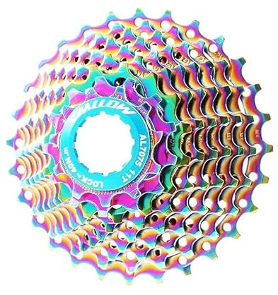 ETomey Fahrrad Zahnkranz Rennrad bunter Kassettenfreilauf 9 Geschwindigkeiten 11-13-15-17-19-21-23-25-28T Chrom-Molybdän-Stahl-Schwungrad Regenbogen Fahrrad Ritzel (Color : Blue)