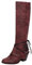 Joliss Donna Classico Stivali Occidentali Tacco a Blocco Stivali Alti con Fibbia Laccio Punta Rotonda Senza Chiusura Stivali Alti Tacco Western Stivali da Cowboy Vino Rosso Numero 38 EU/39Cn