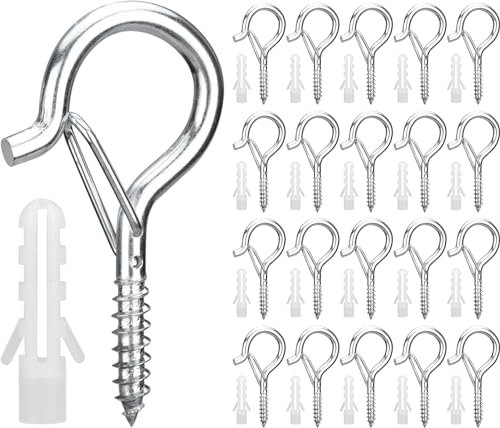 HATANSE 10 Tornillos con Ojal de Acero Inoxidable M5 x 65 mm, Ojales de Tornillo Resistentes, Ganchos Grandes con Ojales, Ganchos de Rosca