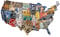 Moritz Blechschild 59 x 39 cm USA Amerika Landkarte Nummernschilder Deko Metallschild Retro Vintage Retro Sprüche lustig
