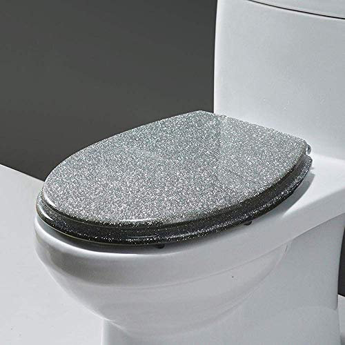 Toilettensitz, Toilettendeckel, Familien-Toilettensitz, Absenkautomatik mit Schnellverschluss, einfache Reinigung, Harz-Edelstahlscharniere, Toilettensitz-Deckelbezug für Badezimmer, Orange