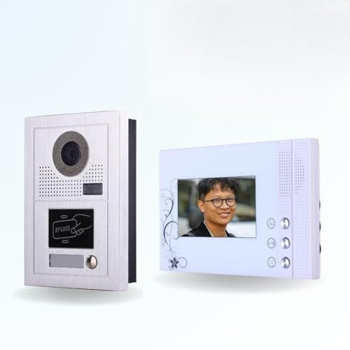 BT Security Portier interphone vidéo Classic-2 4 Fils - 1 écran Blanc - avec Lecteur de Badge