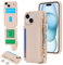SailorTech for iPhone 15 Phone Case with Credit Card Holder for Men, iPhone 15 Case with Credit Card Slots Wallet Zipper Case for Women - Apricot