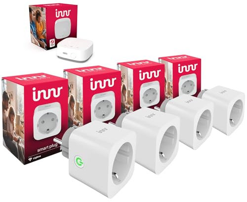 Innr Starterset Zigbee Steckdose, Smart Steckdose, Smart Plug mit Sprachsteuerung, 4-Pack, Starter-set inkl. Bridge, SP 240-4/BG 220