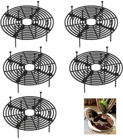 Wuyue Hua 5 Pcs Plant Pot Cover Plant Protector from Animal 30cm/11.8 Plant Pot Grid with Center Cutout Flower Cover Soil Protectors for Plants (5pcs 11.8in/30cm)