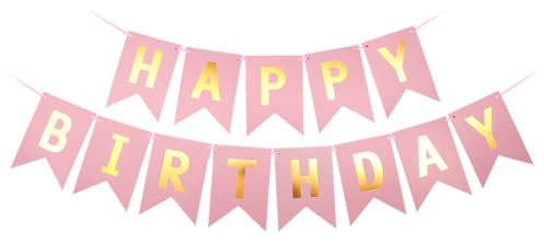 Happy Birthday Striscione Oro Rosa, Striscione Buon Compleanno, Festone di Buon Compleanno, Decorazione per Feste di Compleanno di Adulti e Bambini