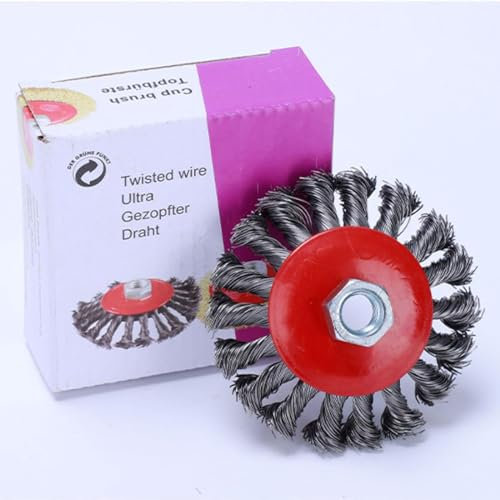 Hengriacly Unkrautbürste, M10 x 1,25 Unkrautbürste Freischneider, Wildkrautbürste für Motorsense zum Unkraut entfernen, Drahtbürste für Rasentrimmer(4 Zoll)