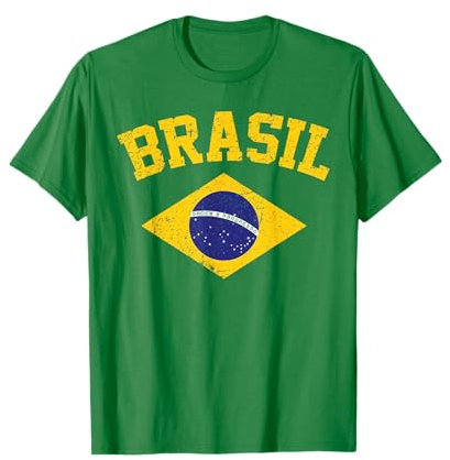 Brasilianische Nationalflagge Vintage Patriotischer Fußball Brasilien T-Shirt