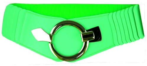 Glamexx24 Elastischer Damen Taillengürtel gürtel 6cm breiter Hüftgürtel Stretch Gürtel mit silberner Ring