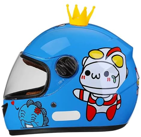 Casque de Moto intégral pour Enfants, Casque de Scooter approuvé ECE avec Pare-Soleil et écharpe Amovible, Casque de Scooter pour garçons et Filles de 3 à 12 Ans A-6,48-55CM