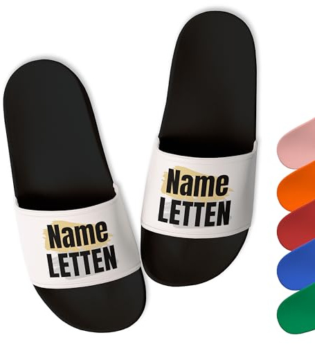 True Statements Trendige Badelatschen „Letten” personalisiert mit Wunschtext - aus robustem PVC - Damen, Herren, Unisex