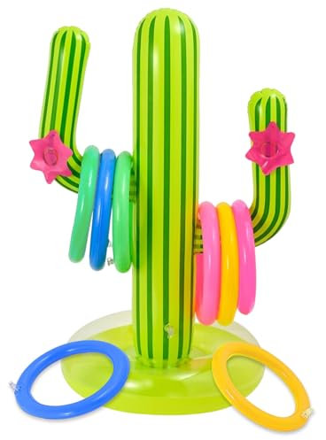 9 Pcs Inflatable Ring Toss Game Set - Inflatable Cactus Ring Set, Suitable for Hawaii Party Toss Game
