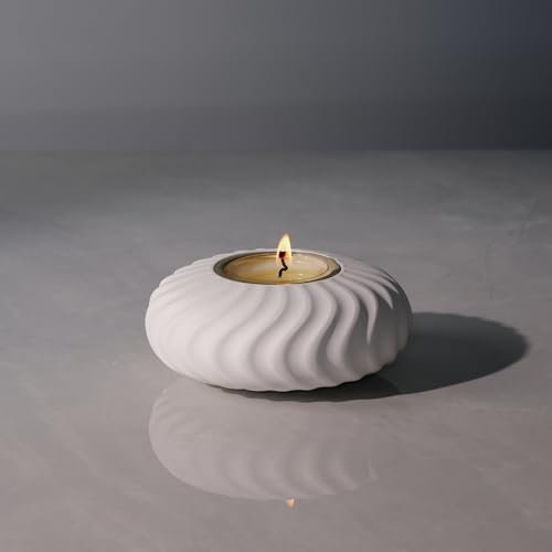 ICNBUYS Twizzle Twist Portacandela, Porta Candela Unico per Decorare la Tavola, Complemento d’Arredo di Design, Idea Regalo per Casa Nuova, Stand Candela Spirale, Portacandelina 4 cm Cemento