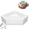 ECOLAM Baignoire d'angle acrylique symétrique IRMA 140 x140 cm + tablier | pieds siphon + silicone | Baignoire thermale ecoThermoPro