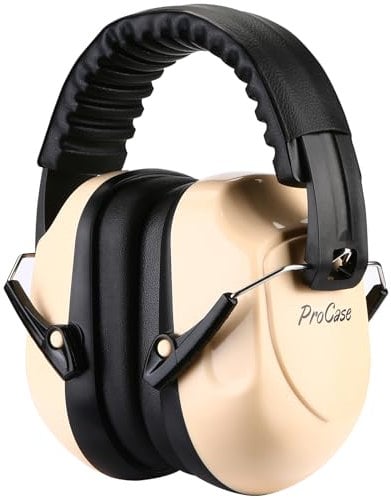 ProCase Ear Defenders Adults, NRR 28dB Noise Cancelling Headphones for Autism Kids Children, Hearing Protection Earmuffs, Sensory Headphones for Shooting Construction Mowing -Beige
