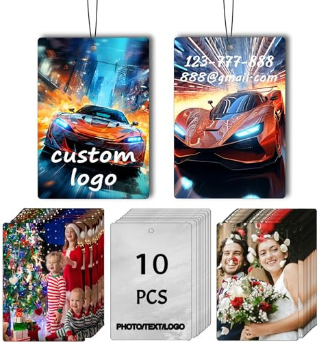 10/20/50/100 Stück individuelle Logo-Lufterfrischer für Autos, personalisierte Auto-Lufterfrischer, doppelseitige Auto-Lufterfrischer im Großhandel mit Fototext-Logo (Rechteck)