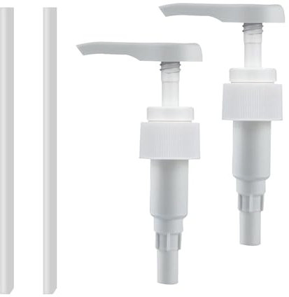 2 Stück Dosierpumpen für 1L Flaschen,Weiße Pumpspender mit Integrierten Trinkstöpseln,Kompatibel zu Best Body Nutrition Vital Drink,Wiederverwendbar für Sirup Oder Shampoo,Langen und Kurzen Schläuchen