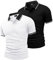 JACKETOWN 2er Pack Poloshirts Herren Kurzarm Golf Polo Hemd Männer mit Tasche Schnelltrocknend Atmungsaktives Work Polohemd Herren Sommer Slim Fit Shirt Tennis Basic Tshirt(Weiß Schwarz M)