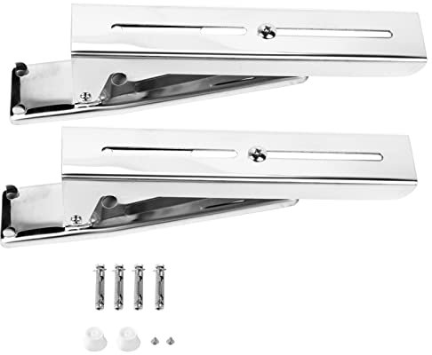 Tnfeeon 2 Pcs Universal Stainless Steel Microwave Oven Wall Mount Bracket, Arm Adjustable Foldable Kitchen Stretch Oven Stand Shelf Rack Load 77 Lb Kitchen Stainless Steel Rack Shelf