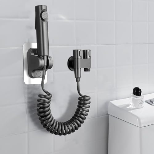 Yunlaishaocer Bidet Handbrause, Grau Handbrause Toilette Set, Bidet Set mit EdelstahlSprühköpfe, Schläuche und Haken, bidet Brause zur REinigung Toilettenhygiene, Bädern, Gärten
