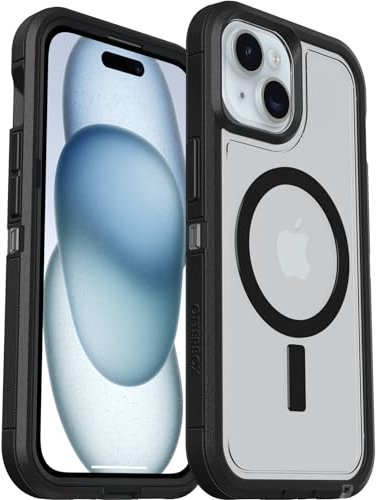OtterBox Defender Series XT Clear MagSafe Case for iPhone 16e, 15, 14, 13” Shockproof, Drop proof, Ultra-Rugged, Protective Case, 7x Tested to Military Standard, Clear/Black