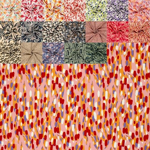 Generisch Viskose Bedruckt Meterware - luftiger Viskosestoff Blumen - fließender Blusenstoff abstrakt - Ökotex 100 *Ab 50cm, Farbe: 018 Bunte Tupfen