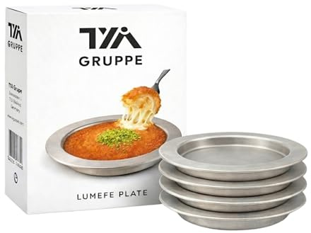 TYA I Künefe Teller Set für Künefe Kadayif Teigfäden - Künefe Tabagi, Form, Künefe Tepsisi aus Aluminium (4er-Set-17cm)