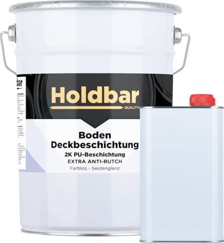 Holdbar Boden Deckbeschichtung Extra Anti-Rutsch Matt 5 Kg - Hochwertige Garagenbodenbeschichtung - Epoxidharz Bodenbeschichtung, Weichmacherbeständig – ideal für Garage & Werkstatt