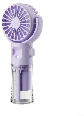 Lastdaytime Mini ventilador portátil de mano de niebla de agua recargable ventilador de refrigeración de escritorio con tanque de agua transparente 4 ajustes de velocidad para estudiantes (púrpura)