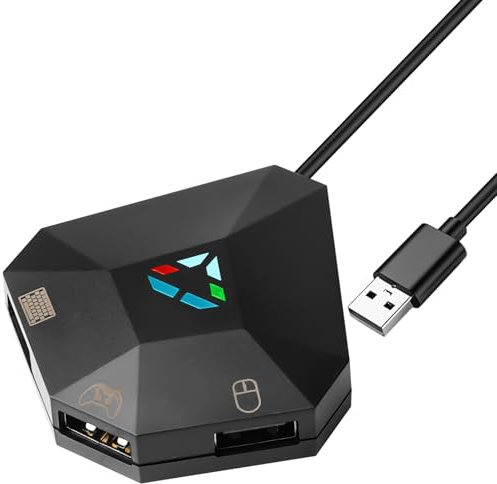 Leikurvo Adaptador de ratón para Teclado – Compatible con PS4/Xbox/Switch – Teclado Gaming Mouse Convertidor para Xbox One/360, PS3/PS4, Switch – Compatible con Type-C & Micro-USB