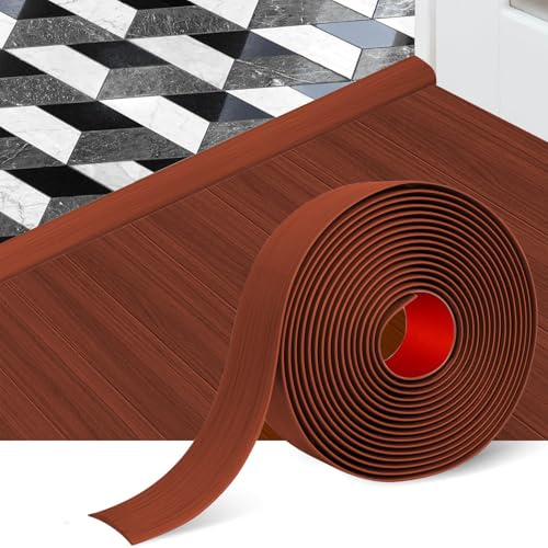 Rusoz Übergangsprofil Selbstklebend 5cm X 1.2m, Übergangsleiste Boden Flexible Pvc Abschlussleiste Boden, Einfach Zuschneidbar & Montierbar für Laminat, Teppich, Fliesen (Braun)