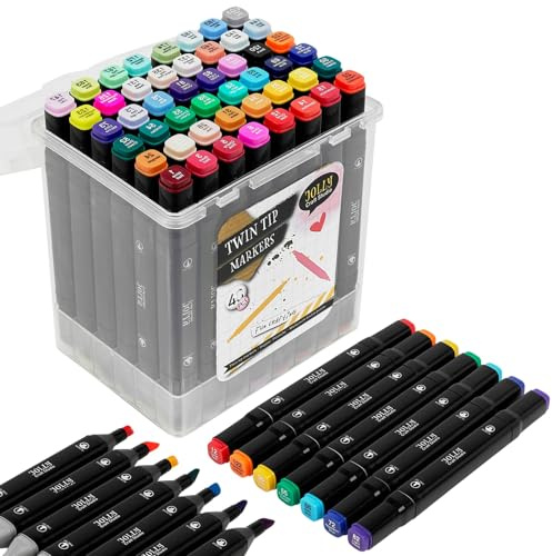 URBNLIVING Set of 48 Alcohol-Based Twin Tip Art Markers - Dual Nib Sketching & Colouring Pens with Fine & Broad Tips - Quick-Dry, Blendable Ink - Ideal for Illustration, Design, Manga, Adult Colouring