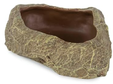 HAPPET Große XL Schale für Terrarium 25x20x8cm Tiefe Wasser- & Futterschale für Große Reptilien Schildkröten & Schlangen, Steinoptik Terrarien Zubehör Fressnapf Steinoptik Naturnahes Design XL
