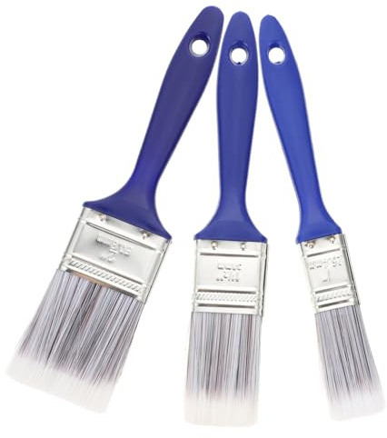 HIAKDOFT 3pcs Nylon Glue Thread Paint Brushes Blue Pvc Handles 1inch 1.5inch 2inch Nylon Bristle Painting Tool for Varnishes and Household Glue Application
