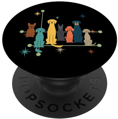 Retro Mid-Century Modern Look Hunde 50er Jahre 60er Jahre PopSockets Klebender PopGrip