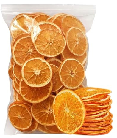 Rodajas de naranja deshidratadas premium JGFWAT 100 g, 100% naturales, sin aditivos, sin azúcar añadido, se pueden usar para decoraciones navideñas, para preparar té, hornear y para picar.