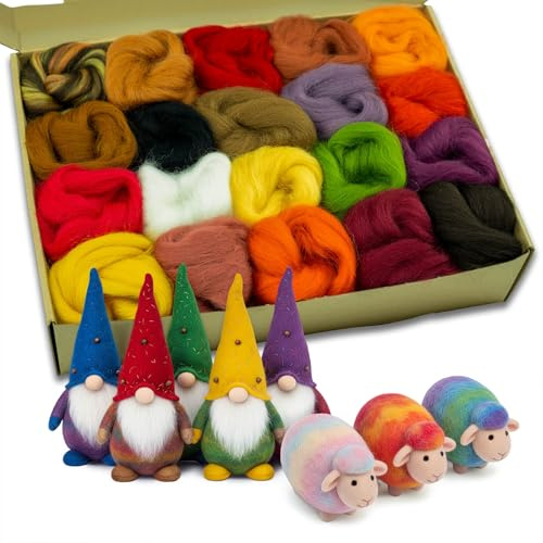maDDma Filzwolle 20 Farben Merino für Trockenfilzen und Nassfilzen Märchenwolle Mulesing frei Farbmix 3