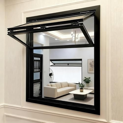 Ventana De Servicio Con Marco De Aleación De Aluminio, Ventana Empotrada De Doble Guillotina, Adecuada For Floristerías, Cafés Y Casas Móviles(Black,100x80cm/39.3x31.5in)