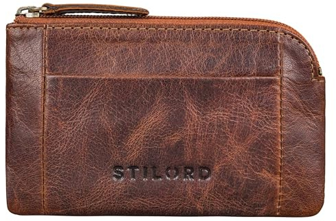 STILORD Jannik Vintage Schlüsselmäppchen Leder Schlüsseletui mit Extra Münzfach | Schlüsselmäppchen Echtleder Schlüsseltasche mit Reißverschluss | Mit RFID Schutz Farbe:Cannes - braun