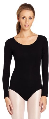 Capezio Damen Klassischer Langarm Baumwolle Trikot, Schwarz, L