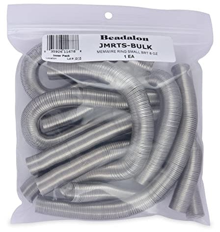 Beadalon Remembrance Stainless Steel Memory Wire, Round, Ring, Small, Bright, 8 oz, Approx. 2400 coils