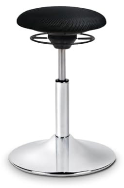 BALIMO Classic - Bewegungshocker - Sitztrainer - ergonomischer Sitzhocker - Hocker mit Schwingeffekt - Rücken-Trainer - Bewegungsstuhl - Bürohocker - Standfuß Chrom - Bezug Schwarz