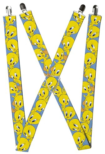 Buckle-Down Men's Suspenders-Tweety Bird Poses Baby Blue