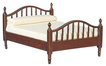 Melody Jane Puppenhaus Eiche dunkel Holz gerahmt doppelt Bett Miniatur 1:12 Schlafzimmer Möbel