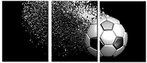 Jingtao Art Fußball Fußball Sport Bälle Leinwandbild, Kunstdruck Verpackt auf Frames 3 Teilig für Kinder Room Dekoration Bereit zu Hängen, 12 x 16inchx3 12x16inchx3 (30x40cmx3) Weiß