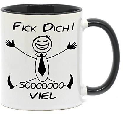 NICE-PRESENTS Tasse Fick Dich sooooo viel Beidseitig Bedruckte Tasse als witziges Geschenk mit dem gewissen Humor. (Schwarz)