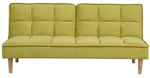 3-Sitzer Schlafsofa Stoffbezug olivgrün gesteppt Sofa mit Schlaffunktion Siljan