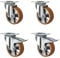 CASCOO SETSHTH125BAU5D0N Rollensatz 2 Lenkrollen-, 2 mit Feststeller, Aluminiumfelge, Polyurethan, Durchmesser 125 mm, Schwerlast, Doppelkugellager, Traglast 1200 kg (4-er Pack)