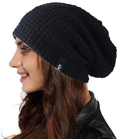 Ruphedy Damen Beanie Mütze Winter Long Oversized Slouchy Beany Strickmütze B08 (Schwar)